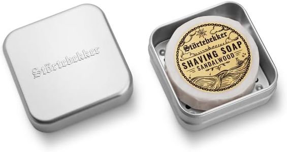Störtebekker jabón de afeitar y juego de jabón - Juego de jabón de aluminio con jabón de afeitar en diferentes variantes - Jabón de afeitar vegano hecho a mano en fábrica de jabón (Sándalo)