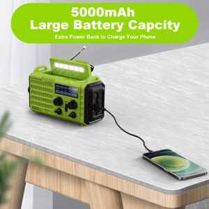 Solar Hand Crank Emergency Radio – Green Portable Weather Alert