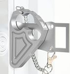 Urgeeo Metal Portable Door Lock for Home Safety, Locks Bedrooms, Hotel Lock, Apartment Security, College Dorms, Personal Protection Security (Silver)