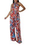 YouSexy Women's Casual Jumpsuits Long Sleeve Wrap V Neck High Waist Wide Leg Loose Jumpsuits with Belt, O-red, Medium