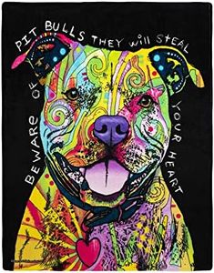 Dawhud Direct Colorful Pit Bull Fleece Blanket for Bed, 50" x 60" Dean Russo II Pit Bull Fleece Throw Blanket for Women, Men and Kids - Super Soft Plush Dog Blanket Throw Plush Blanket