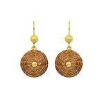 VERA NAVARRO - Mandala Earrings in Vegetable Gold - Ø 0,78 In / 20 mm - Golden Hoops - 100% Natural Handmade - Handmade Jewelry - Artisanal Costume Jewelry - Original