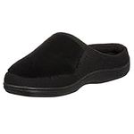 isotoner Men's Microterry and Waffle Travis Slip-on Hoodback Slipper, Black, 9 Numeric_10_Point_5