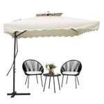 THESHELTERS - Side Pole Square Outdoor Garden Umbrella 9ft (2.2 x 2.2 sq mtr) with Cross Metal Stand | Double Top Patio Umbrella for Outdoor lawn, Patio, Beach, Party, Resorts (White)
