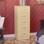 Vida Designs 5 Drawer Narrow Chest Tall Bedroom Storage Unit Sliding Drawers Bedroom Furniture (Pine)