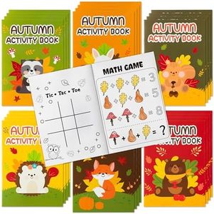 Fall Animal Activity Books for Kids - Autumn Theme Mini Games Coloring Book Set Bulk Mazes Word Search Word Scramble Games for Fall Thanksgiving Halloween Party Goodie Bags Stuffers Classroom Favors