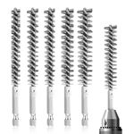 Aster Bore Brush Set, 6 Pieces Stainless Steel Bore Brush Bristles Wire Brush for Drill Washing Polishing Tools with 1/4 inch Hex Shank Handle for Power Drill Cleaning Impact Driver(Stainless Steel)