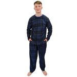 KRUXADER Mens Warm Fleece Loungewear Winter PJ Pyjama Set PJ's Pyjamas Sets Tartan (Maximus Navy, 2XL)