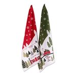 DII Cotton Christmas Holiday Decorative Dish Towels, 18x28", Set of 2-Christmas Tree Farm