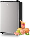 WANAI Fridge with Freezer Single Door Refrigerator with 5 settings Adjustable Thermosta, Energy-Efficient, Low Noise, Silver