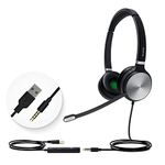 Yealink UH36 Professional Wired Headset - Telephone Headphones for Calls and Music, Noise Cancelling Headset with Mic for Computer PC Laptop（UC Compatible, Stereo,3.5mm Jack/USB Connection）