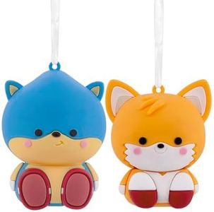 Hallmark Sonic and Tails Better Together Magnetic Christmas Ornaments, Set of 2, Shatterproof