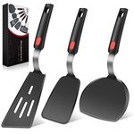 Hotec Silicone Spatula Turner for Nonstick Cookware, Flexible 600F Heat Resistant, Ideal for Flipping Eggs, Burgers, Pancakes, Crepes and More (3 Pack)