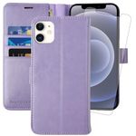 MONASAY Wallet Case for iPhone 12 Pro/iPhone 12 5G,6.1-inch[Glass Screen Protector Included] [RFID Blocking] Flip Folio Leather Cell Phone Cover with Credit Card Holder for iPhone 12/12 Pro,Lavenders