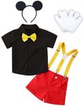 Dressy Daisy Toddler Boys Mouse Halloween Costume Suspenders Suit Fancy Party Dress Up Set with Mouse Ears and Gloves Size 4-5