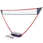 Triumph Sports Patriotic Portable Badminton Set with Freestanding Base Sets Up on Any Surface in Seconds ââ‚¬â€œ No Tools or Stakes Required, Multi