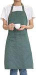 MORNITE Art Aprons for Painting Pottery Ceramics, Mens Women Kitchen Cooking Aprons Waterproof Green