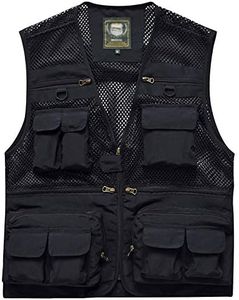 Flygo Mens Mesh Quick Dry Outdoor Work Fishing Travel Photo Vest with Multi Pockets (XXX-Large, Black)