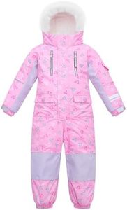 Yueta Kids Snowsuit One Piece, Girls Snow Suit Waterproof, Boys Ski Jacket Jumpsuits Overalls for Skiing Snowboarding (Multicolor, 8 Years)