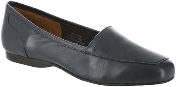 ARRAY Women’s Freedom Leather Slip-On Dress Flat, 8 W (Wide), Navy