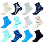 WeciBor Men's Patterned Quarter Socks, 12 Pack Blue Geometric Animal, 7-12