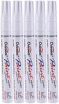 Permanent White Paint Markers, Never Fade Quick Dry, Rubber Oil Base Tire Paint Pen Marker Ink Lettering Waterproof for Rock, Wood, Car, Fabric, Vehicle, Motor, Canvas, Cycle, Tyre, Tread (5 PACK)