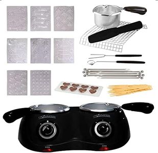 Total Chef Dual Fondue Set, Chocolate Melting Pot, 17.6 oz (500 g), Electric Melter for Chocolate Melts, DIY Candy Maker with 100+ Piece Accessory Kit for Birthday Party, Dessert, Occasion (Black)