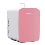 MONCOOK Mini Fridge For Bedrooms - Small, Portable & Quiet - Glass Door Mini Fridge For Skincare, Food & Drinks - Cooling & Warming Function - Perfect For Home, Office, Car Or Travel - 15L Pink