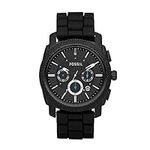 Fossil Men's Machine Quartz Stainless Steel and Silicone Chronograph Watch, Color: Black (Model: FS4487)
