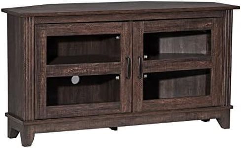 ROCKPOINT Modern Farmhouse 44inch Corner Universal TV Stand Living Room Storage Console, Entertainment Center,Espresso