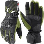RKV86 Winter Motorcycle Gloves Mens, Rainproof Riding Gloves with Carbon Fiber Knuckles Protection for Riding, ATV, UTV, Snowmobile Outdoor Sports (Green, XL)