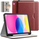 JETech Case for iPad 10 (10.9-Inch, 2022 Model, 10th Generation), PU Leather Business Folio Protective Tablet Cover with Pencil Holder & Pocket, Multi-Angle Viewing (Brown)