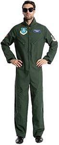 EraSpooky Men Flight Suit Pilot Costume Cosplay Jumpuit for Halloween Party