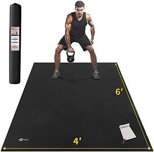 CAMBIVO Extra Large Exercise Mat-6'x4'x7mm(1/4 inch), Shoes Friendly, Extra Thick Workout Mats for Treadmill, Exercise, Home Gym Flooring, Jump Rope, High Density Durable Wide Cardio Mat, Ideal for Plyo, MMA, Stretch, Fitness (183cm x 122cm x 7mm) (Black)