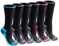 Dickies womens Dritech Advanced Moisture Wicking Crew Sock (6/12 Packs)Black Bright (6 Pairs),Shoe Size: 6-9