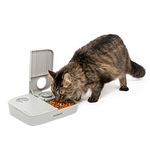 PetSafe Cat Plastic Analog 2 Meal Programmable Pet Feeder, Dry Or Semi-Moist Pet Food Dispenser, Slow Feed Portion Control (3 Cup/16 Ounce Total Capacity), Tamper-Resistant Design, Gray