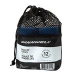 Winnwell Youth Ice Hockey Pucks - Kids Lightweight Blue 4oz Training Puck with Mesh Carrying Bag, Great for Stick Handling & Training Drills (Blue 12-Pack)