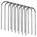 Trampolines Wind Stakes Heavy Duty U Type Sharp Ends Safety Ground Anchor Galvanized Steel for Soccer Goals, Camping Tents and Huge Garden Decoration (11.8 inch Wind Stakes 8packs)