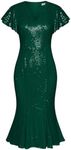 GRACE KARIN Dresses for Women Cap Sleeve Party Cocktail Holiday Dress Homecoming Mermaid Black Sequin Dress for Women XXL