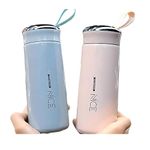 HOMEZSTYLE Nice Water Bottle, Glass Inner Liner with Silicone Plastic Shell Bottles 400ml Glass Bottle | Leak Proof | BPA Free | for School or College | (Pack of 2)