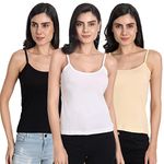 Aimly Wome'N Cotton Short Slips For Women Slip For Women Inner Cotton Cami Slip Beige, White And Black Xl Pack Of 3