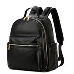 PAOIXEEL Medium Diaper Bag Backpack with Storller Clips, Faux Leather Cute Diaper Backpack with Anti-Theft Pocket, Black