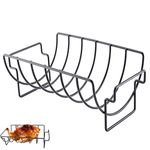 Rib Rack, Rib Holder, Grill Rib Stand, Bbq Rib Rack, Non-Stick Rib Rack, Steak Roasting Stand, Multifunction Non-Stick Metal Standing BBQ Spareribs Holder for Outdoor BBQ Tools, Holds 5 Rib Racks