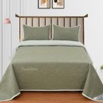 Furnistitchs Premium Ultrasonic Solid King Size Quilted Comforter Bedcover with 2 Pillow Covers | Quilt Bedspread King Size Bedsheet (Olive & Sage Green 3pc Set)