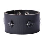 URBANITY Genuine Leather Wristband for Men With Single Stitch Leather String (Black)