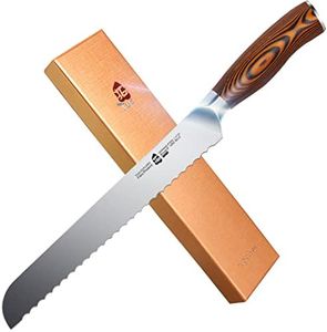 TUO Bread Knife- Razor Sharp Serrated Slicing Knife - High Carbon German Stainless Steel Kitchen Cutlery - Pakkawood Handle - Luxurious Gift Box Included - 9 inch - Fiery Phoenix Series