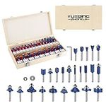 Yueqing Zhongji Router Bits Set of 24 Pieces 1/4 Inch Tungsten Carbide Router Bits, 24 Pieces Router Bit Professional Woodworking Tools for Beginners