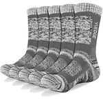 YUEDGE 5 Pairs Men's Cushion Crew Socks Outdoor Recreation Performance Trekking Daliy Climbing Camping Hiking Socks, Light Gray, L (UK Size 5-8)