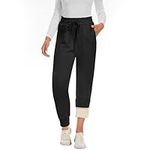 CAMPSNAIL Fleece Lined Sweatpants Woman - Joggers Woman with Pockets High Waisted Thermal Winter Warm Snow Pants Black