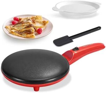 Crepe Maker Electric, 8" Crepe Pan Nonstick with Batter Spreader & Dipping Tray, 800W Quick Heat-Up & Auto Temperature Control for Perfect Pancakes, PFOA & BPA Free, Easy Clean Red